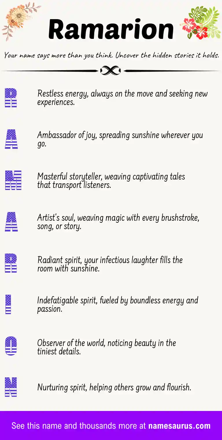 Acrostic poem about Ramarion.