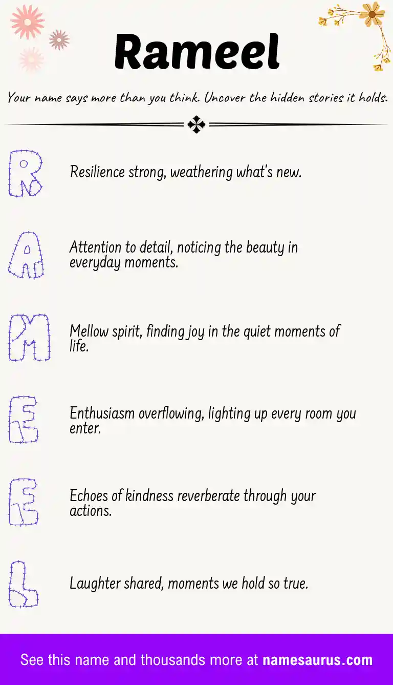 Acrostic poem about Rameel.