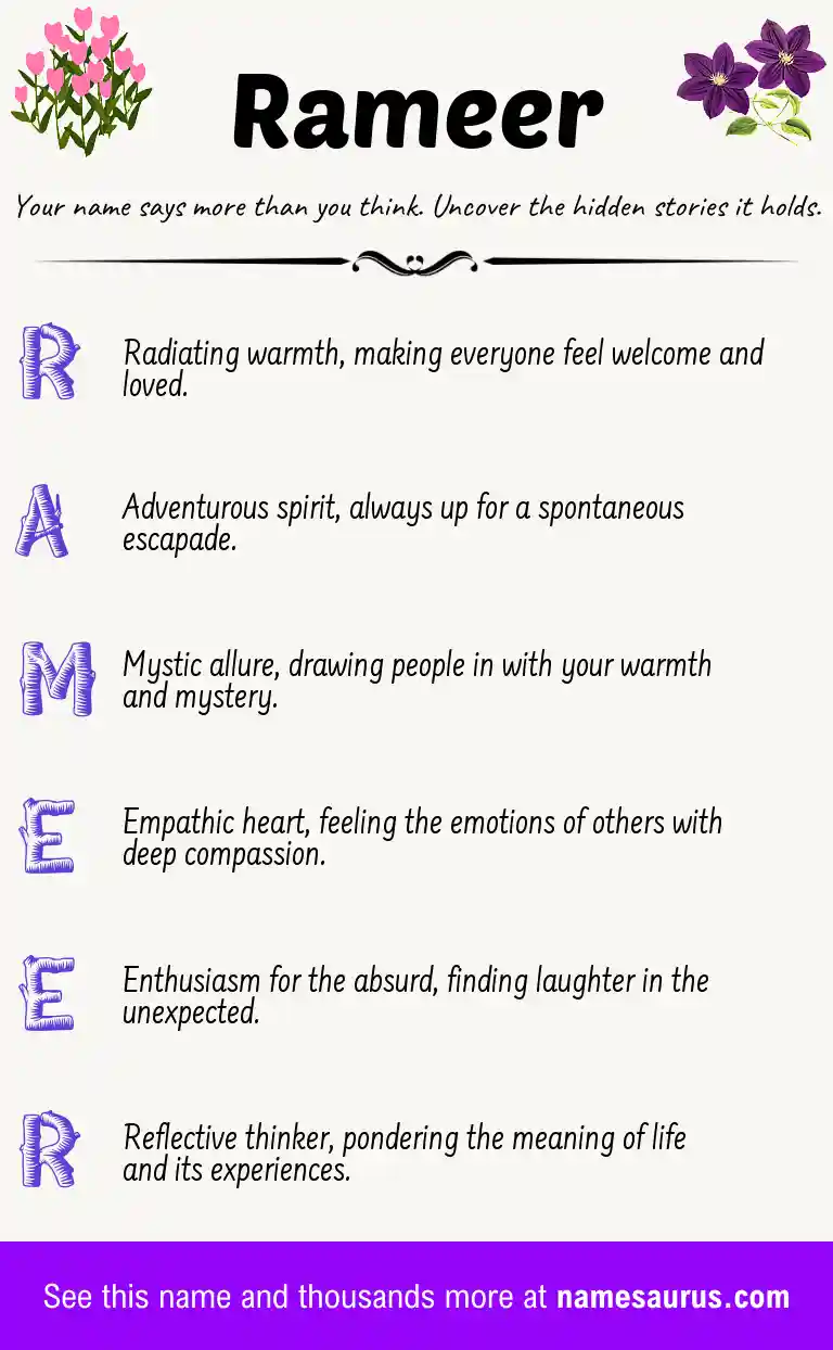Acrostic poem about Rameer.