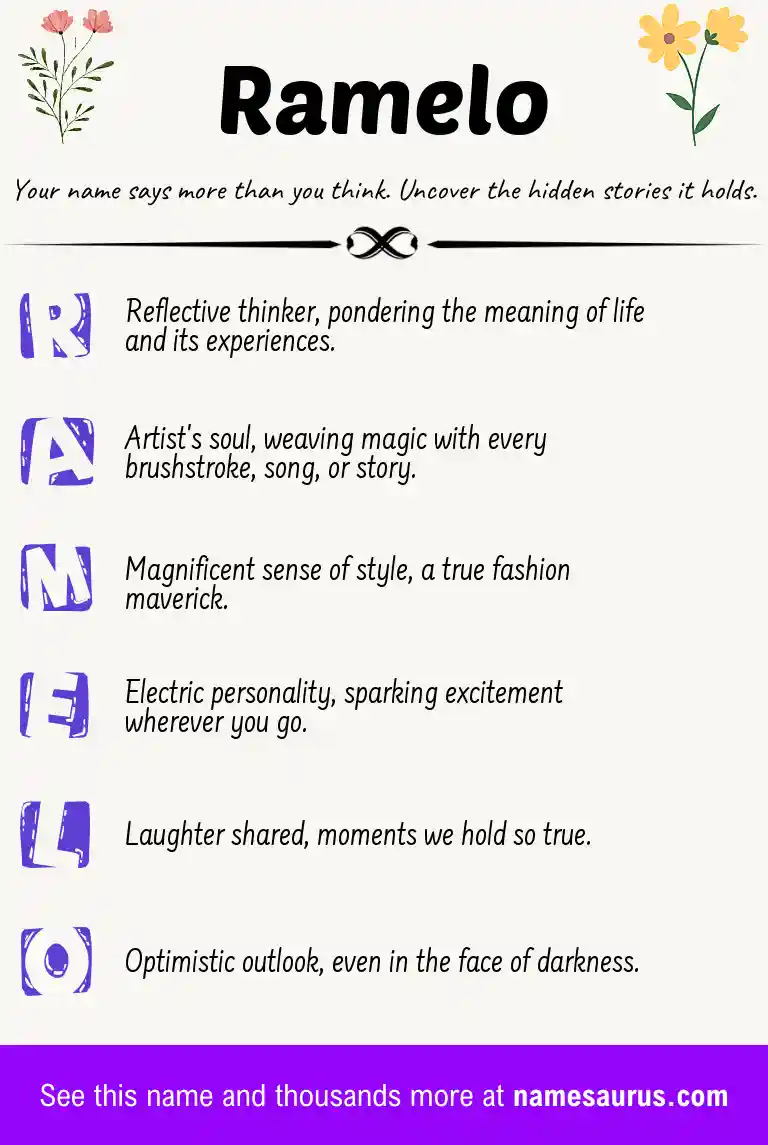 Acrostic poem about Ramelo.