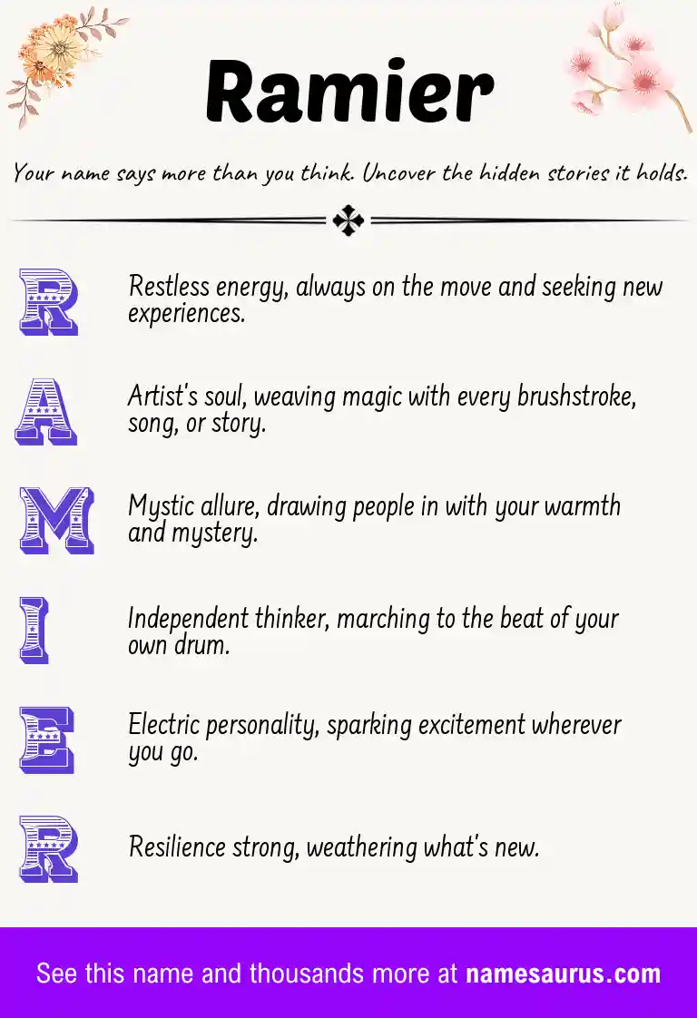 Acrostic poem about Ramier.
