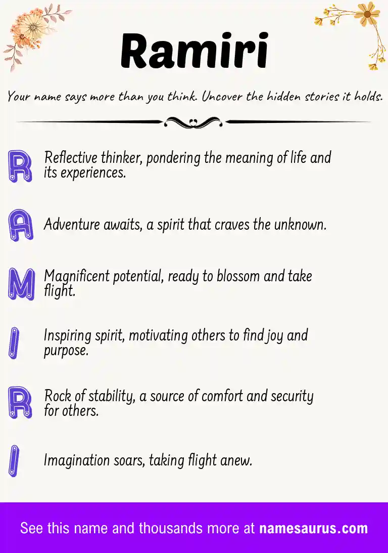 Acrostic poem about Ramiri.