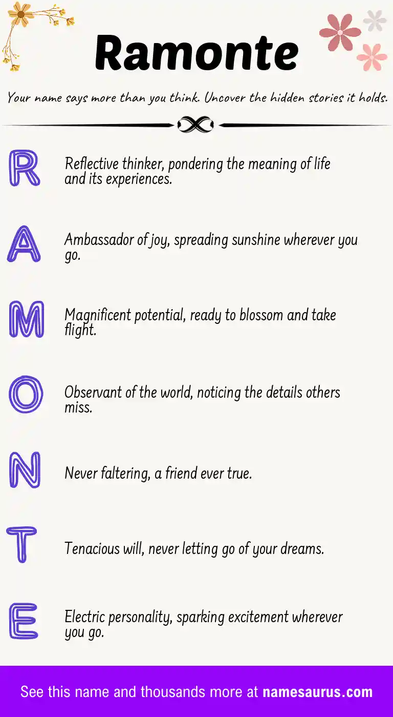 Acrostic poem about Ramonte.