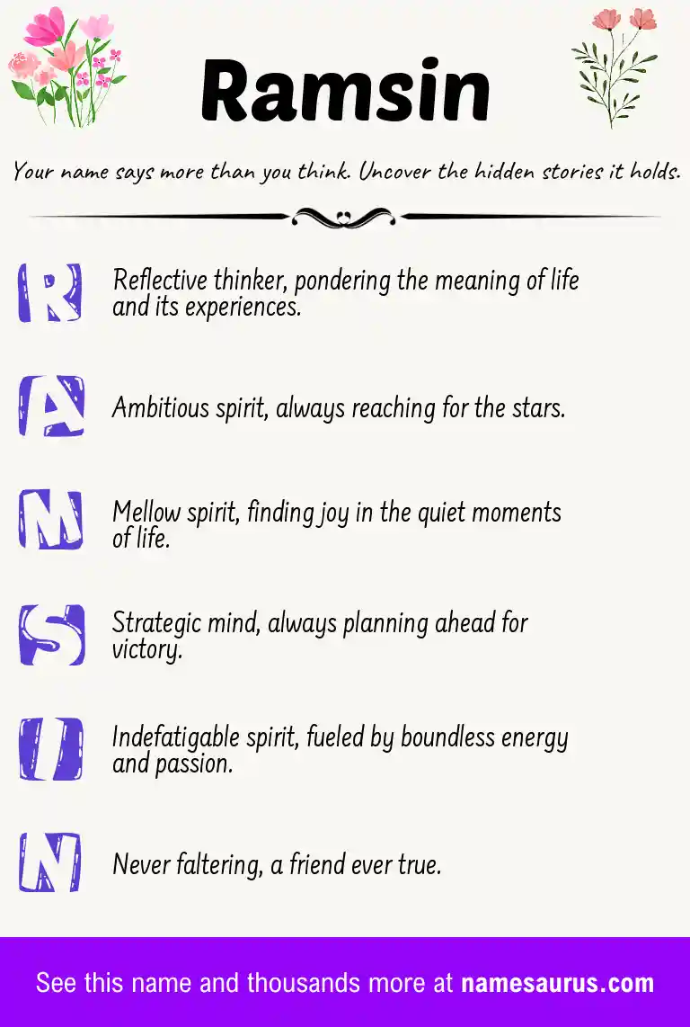 Acrostic poem about Ramsin.