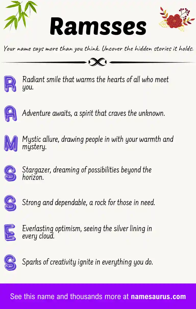 Acrostic poem about Ramsses.