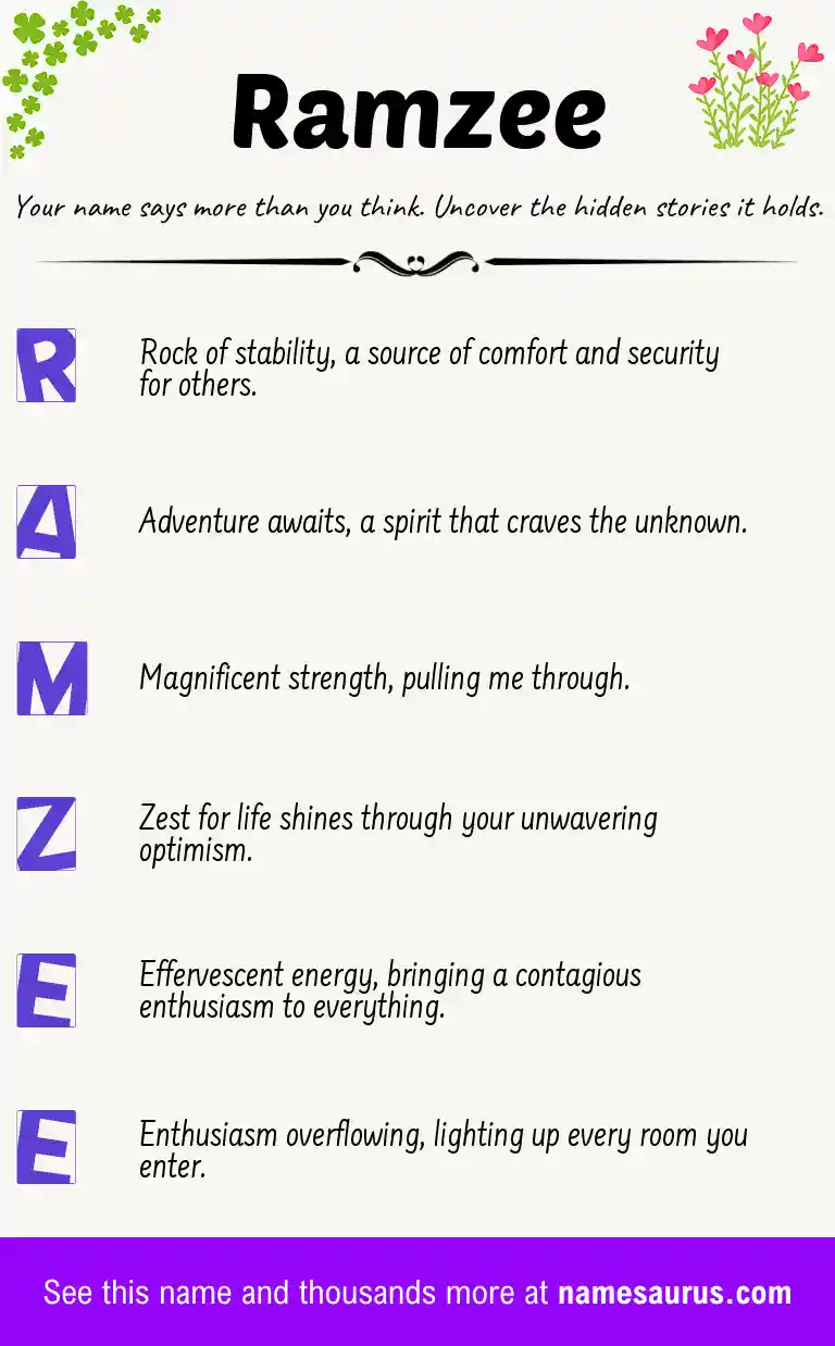 Acrostic poem about Ramzee.
