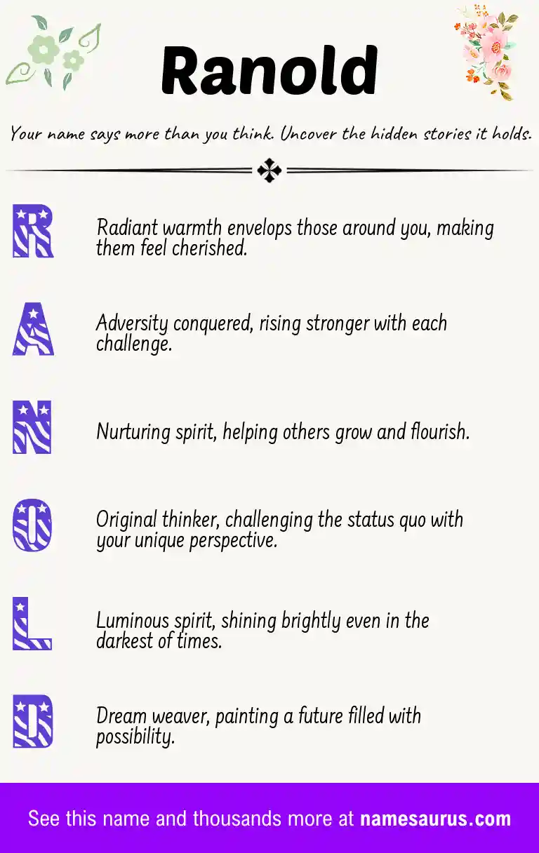 Acrostic poem about Ranold.
