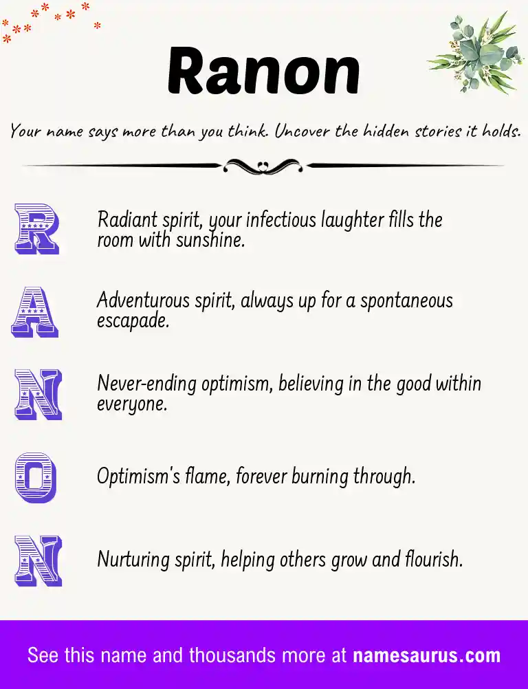 Acrostic poem about Ranon.