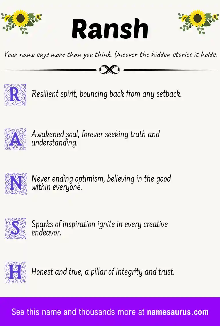 Acrostic poem about Ransh.