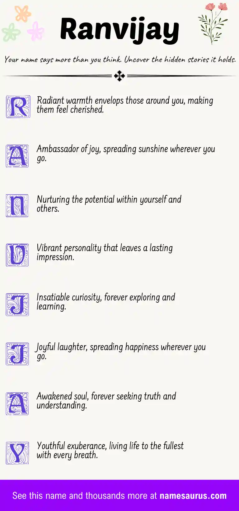Acrostic poem about Ranvijay.