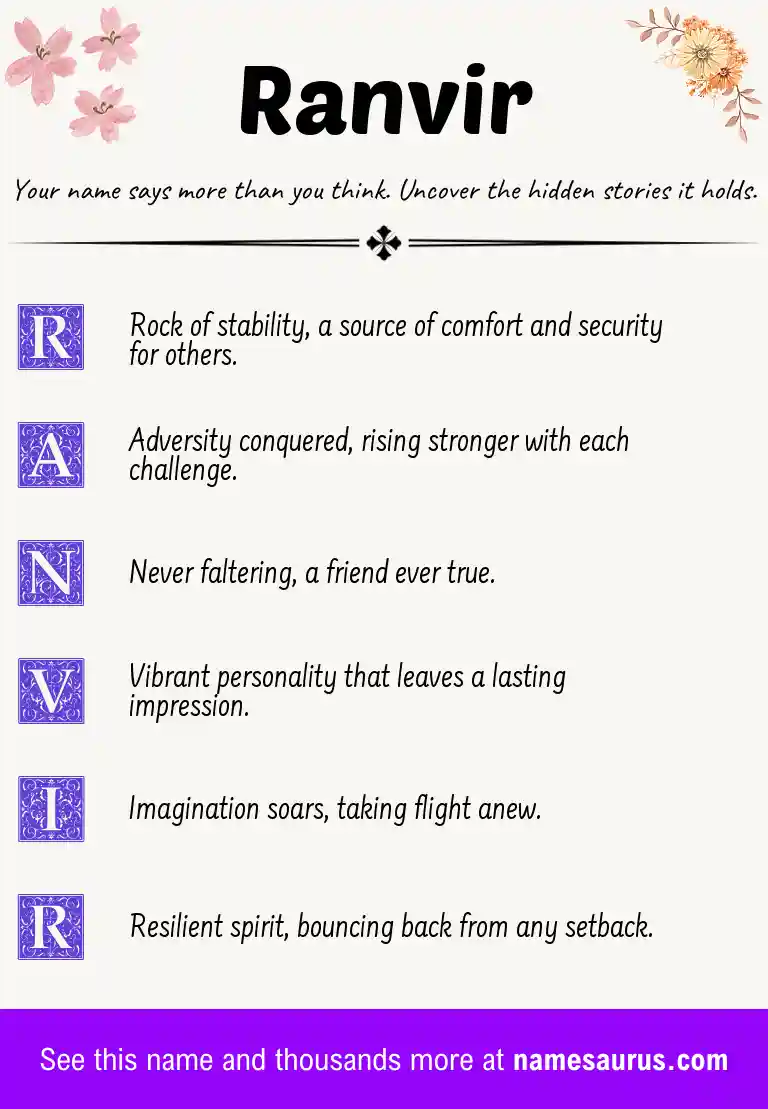 Acrostic poem about Ranvir.
