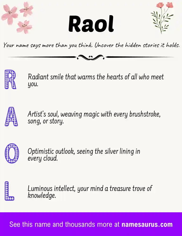 Acrostic poem about Raol.