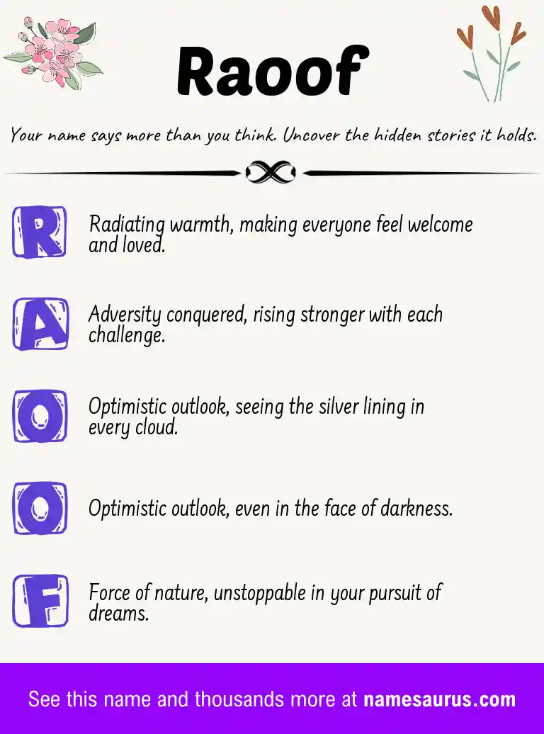 Acrostic poem about Raoof.