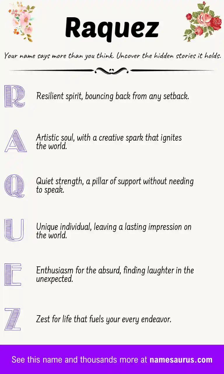 Acrostic poem about Raquez.