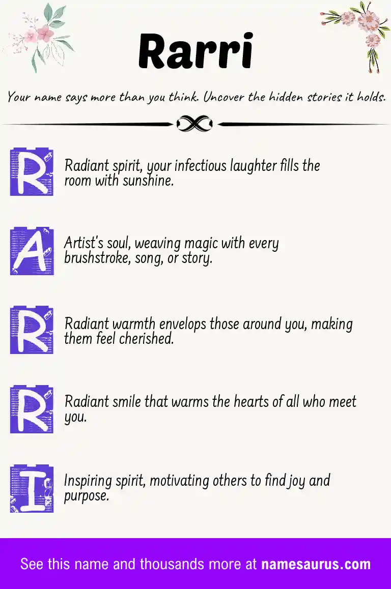 Acrostic poem about Rarri.