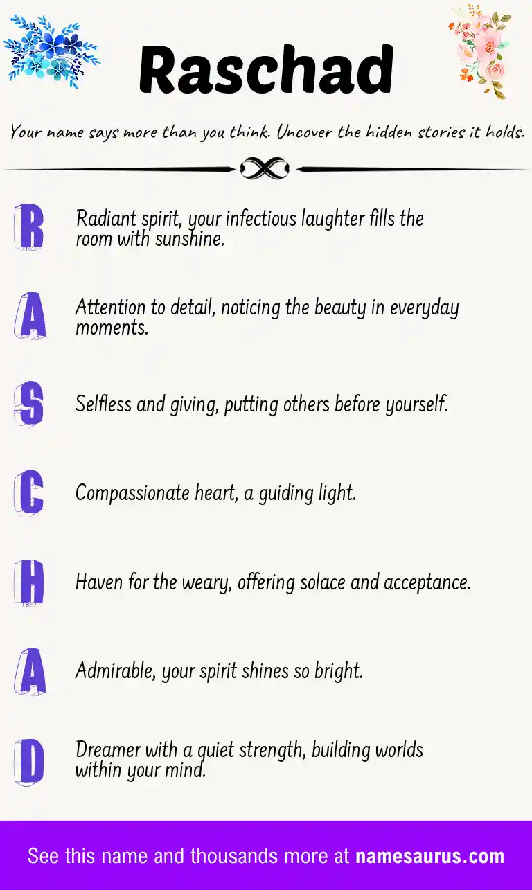Acrostic poem about Raschad.