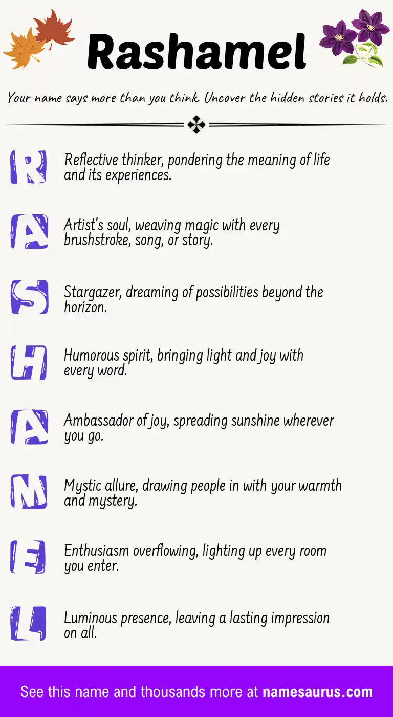 Acrostic poem about Rashamel.