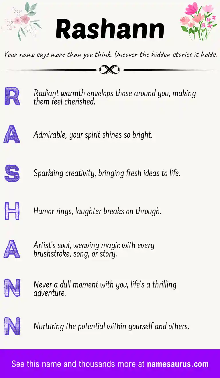 Acrostic poem about Rashann.