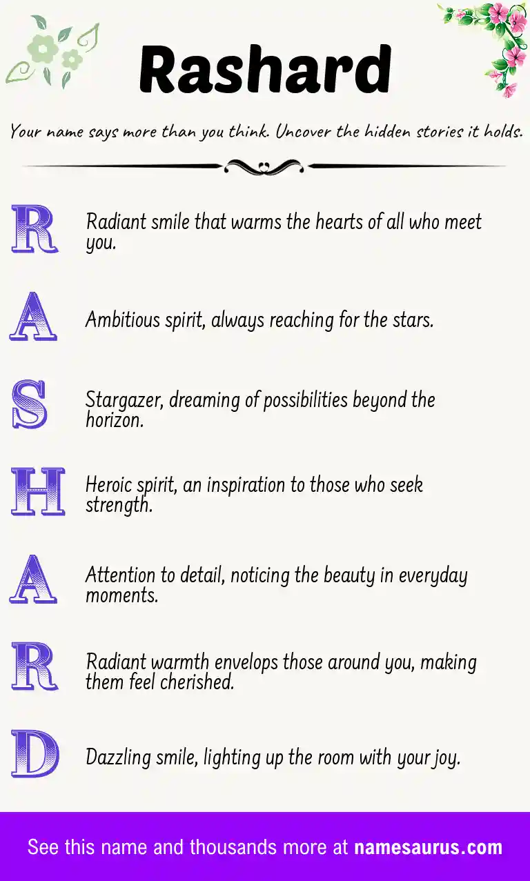 Acrostic poem about Rashard.