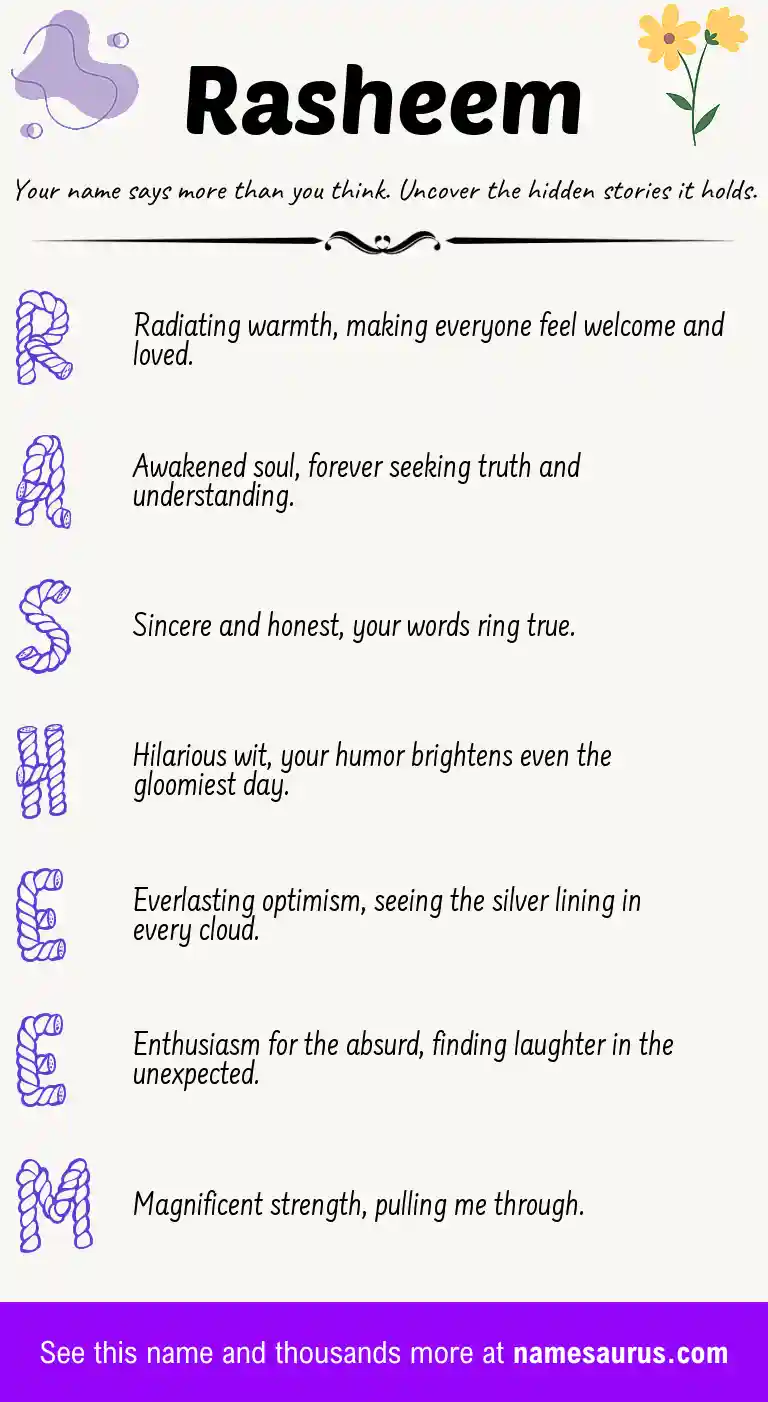 Acrostic poem about Rasheem.