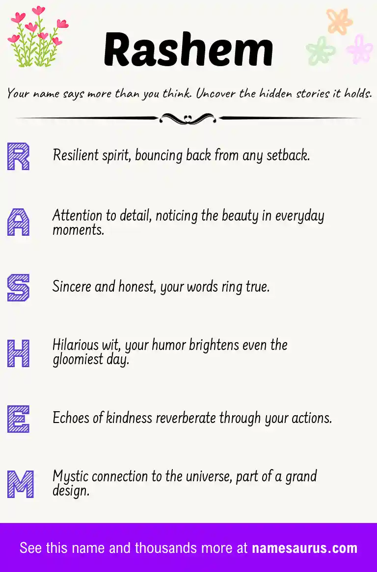 Acrostic poem about Rashem.