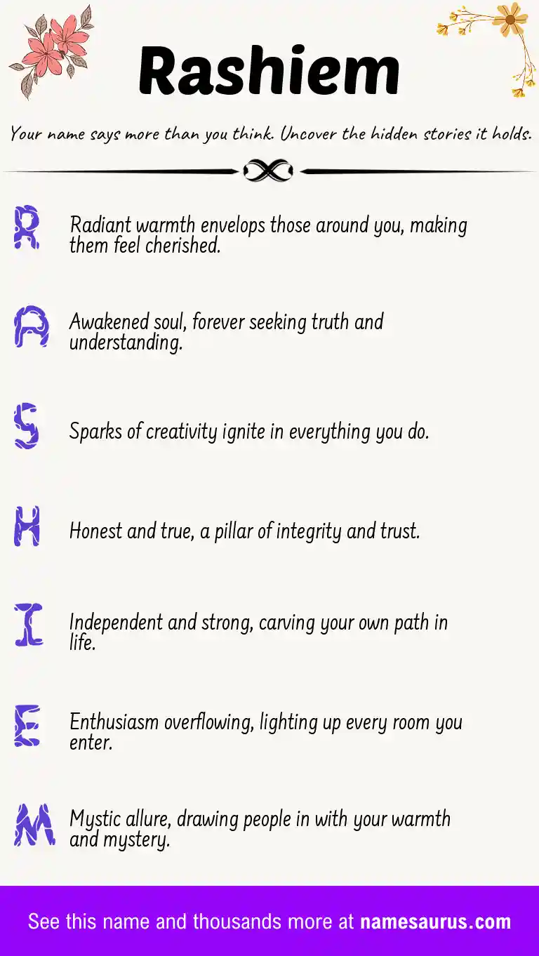 Acrostic poem about Rashiem.