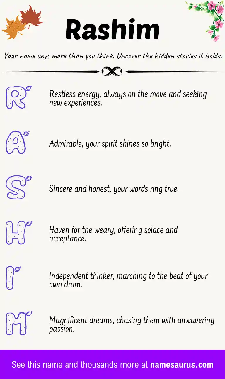 Acrostic poem about Rashim.