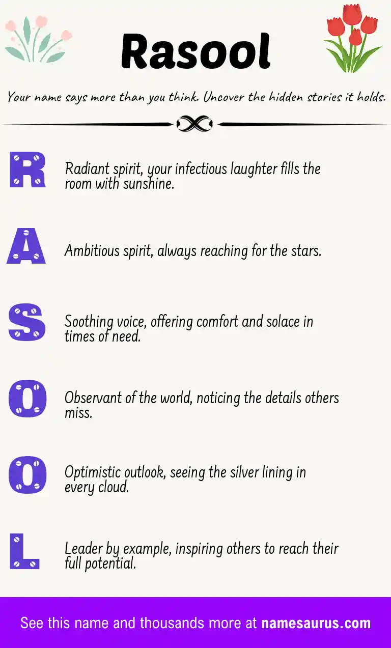 Acrostic poem about Rasool.