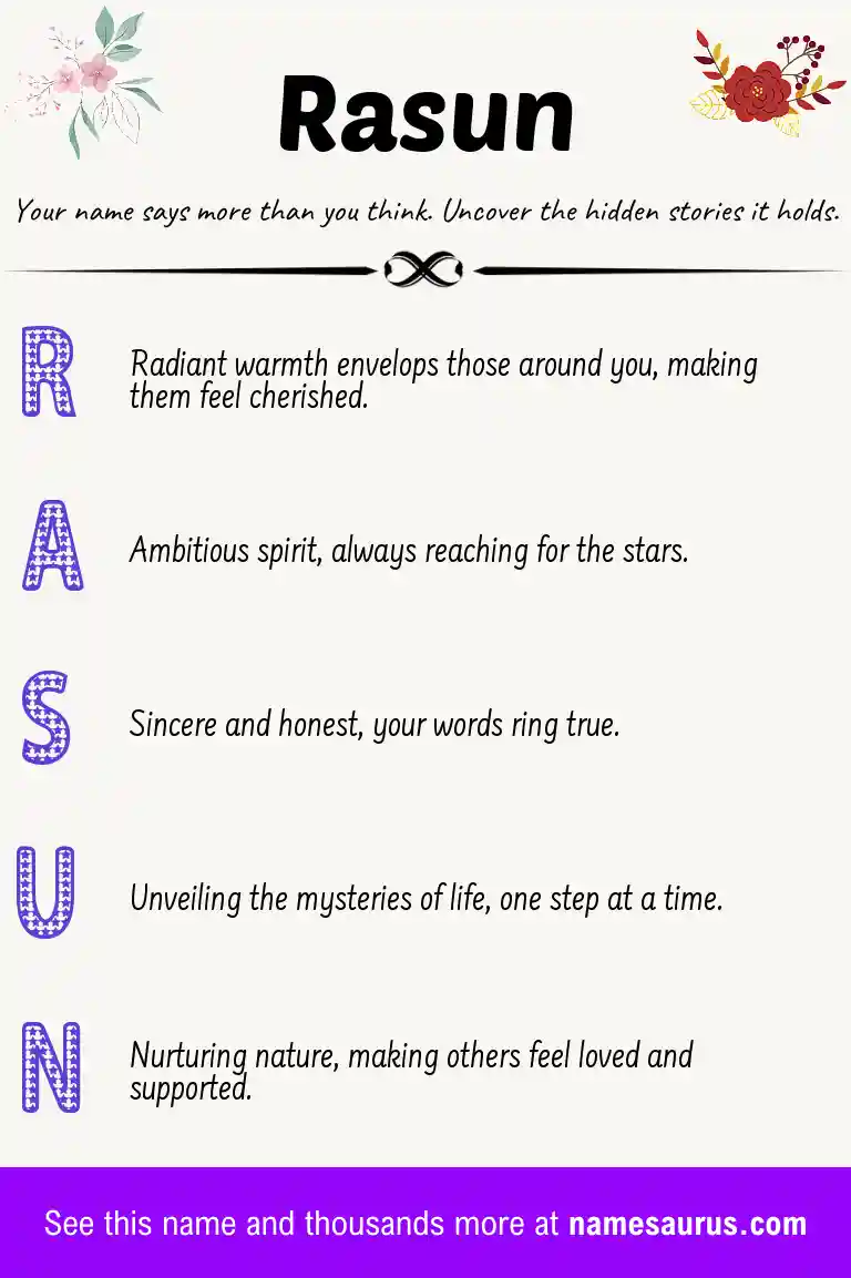 Acrostic poem about Rasun.