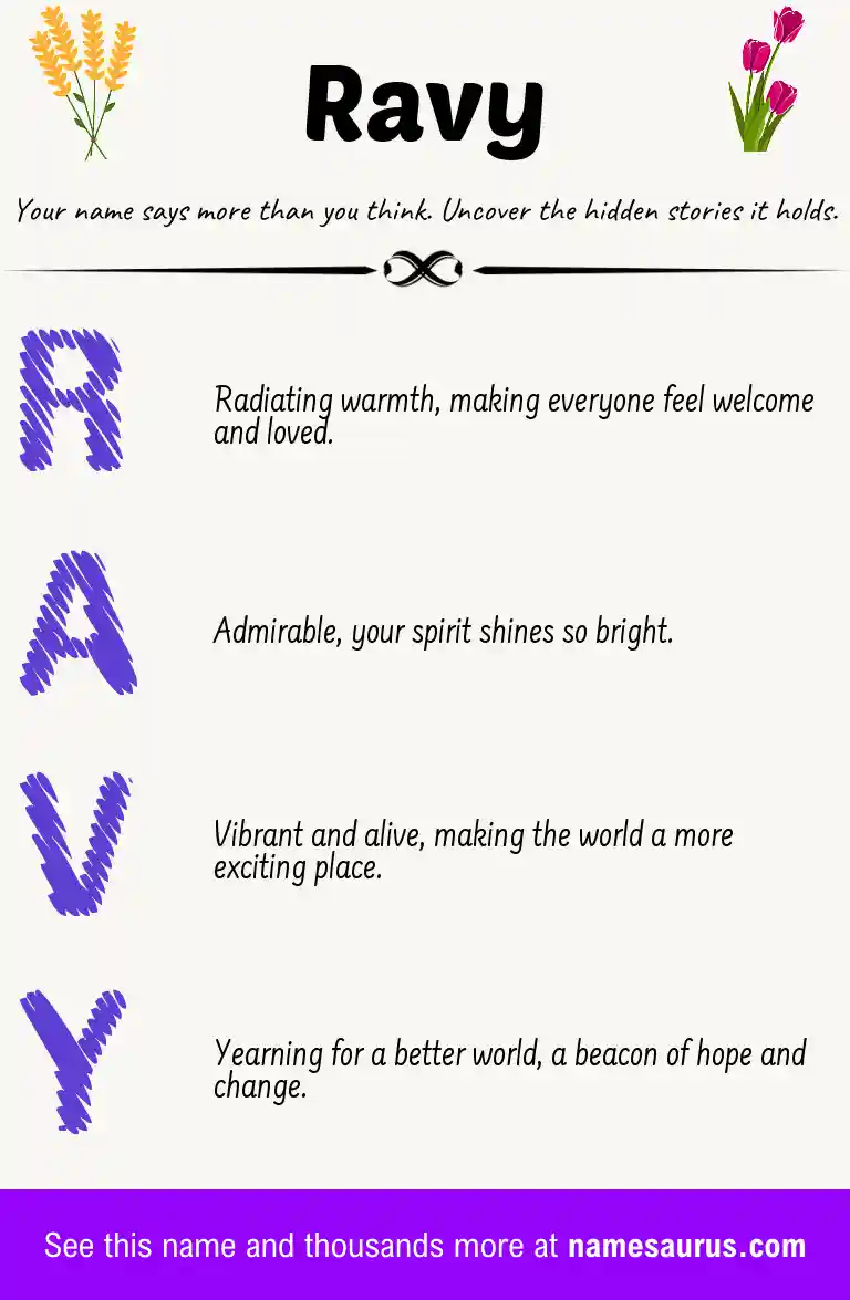 Acrostic poem about Ravy.