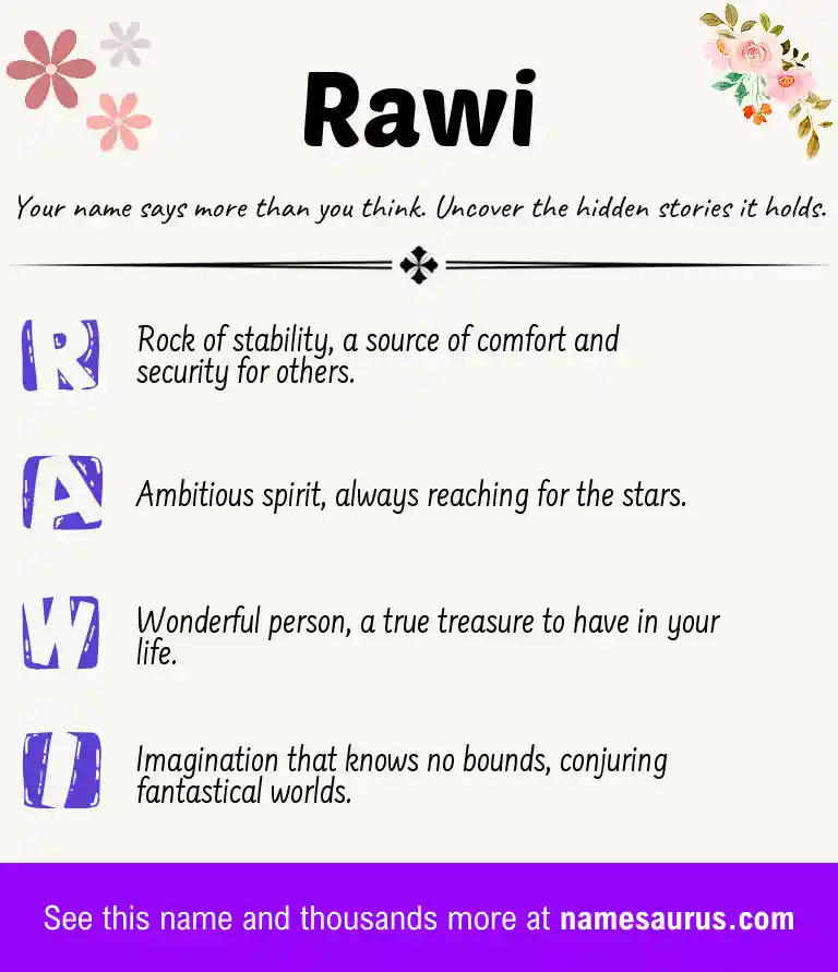 Acrostic poem about Rawi.