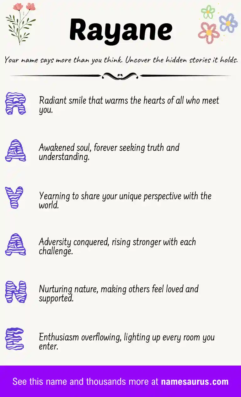 Acrostic poem about Rayane.