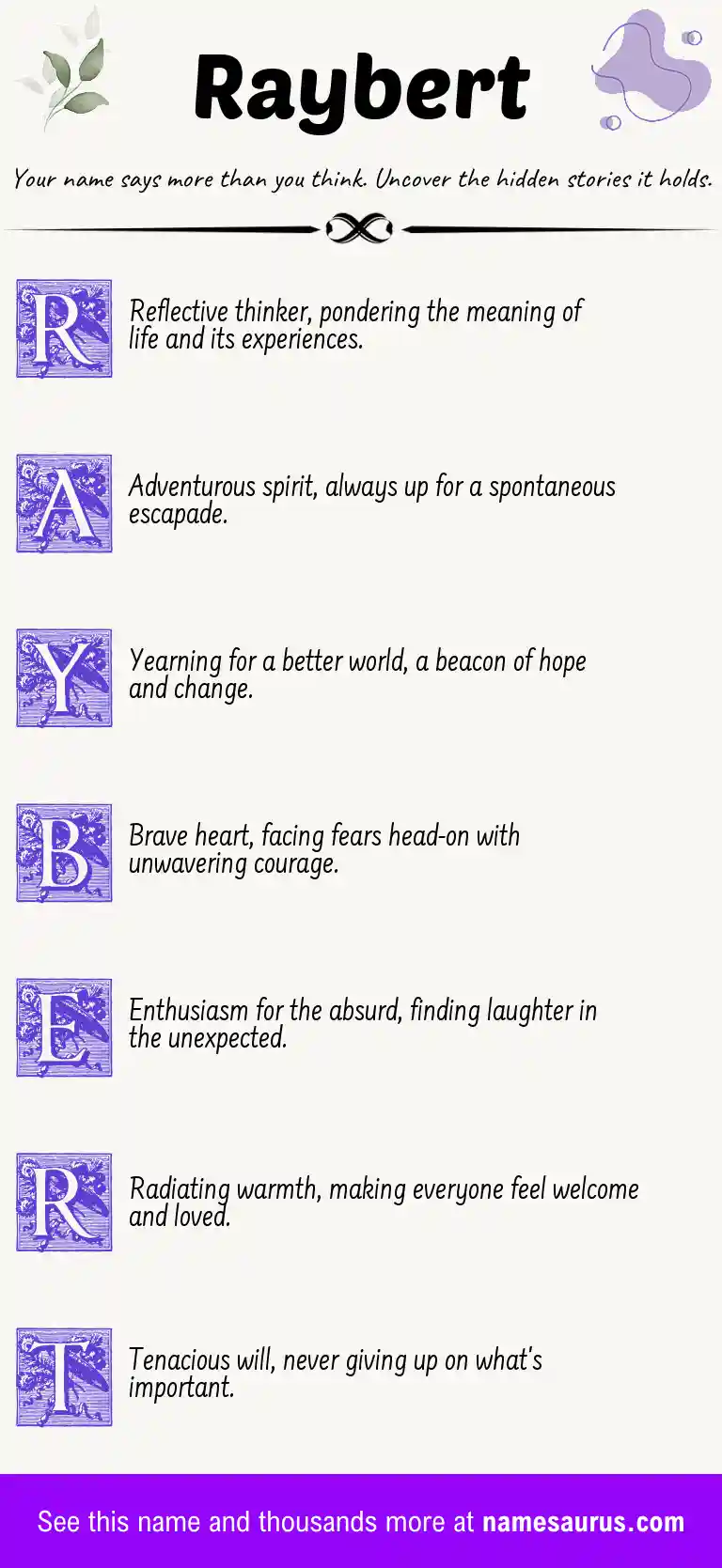 Acrostic poem about Raybert.