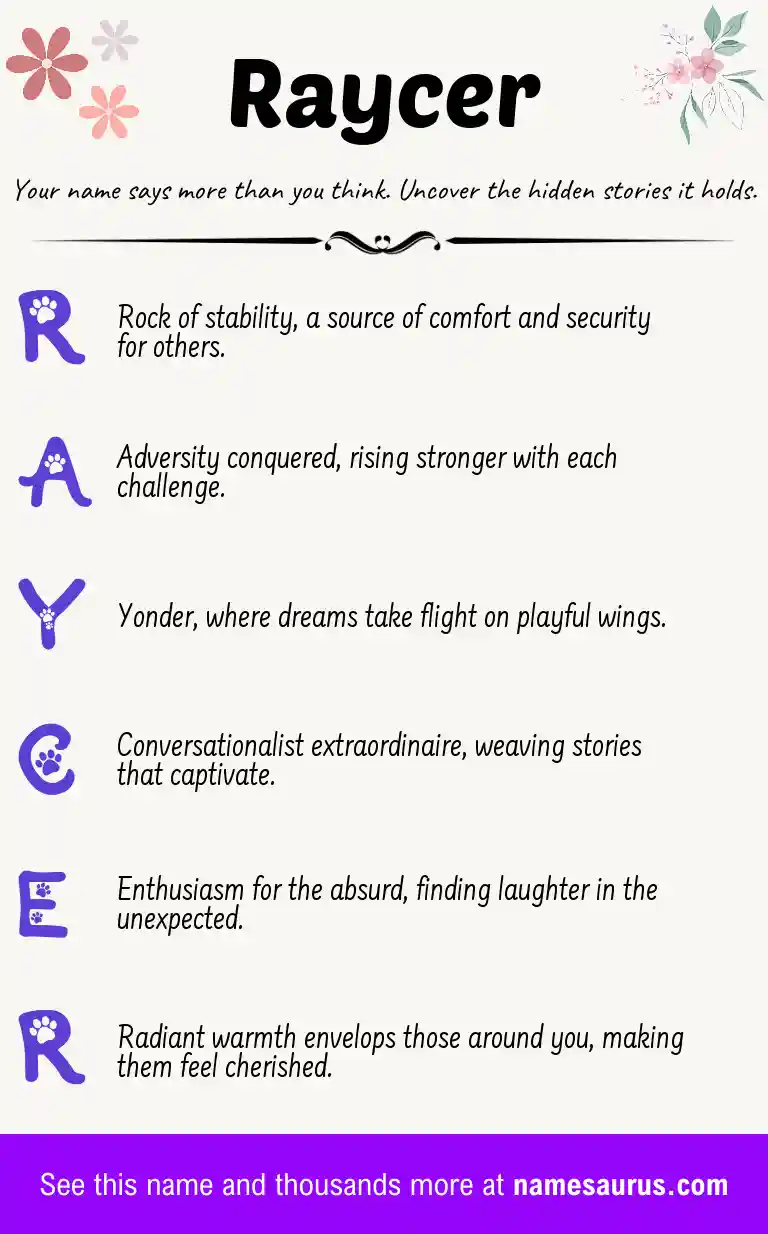 Acrostic poem about Raycer.