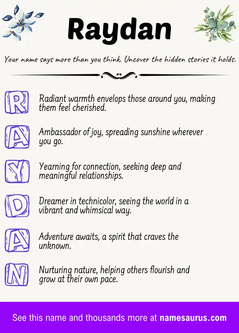 Acrostic poem about Raydan.