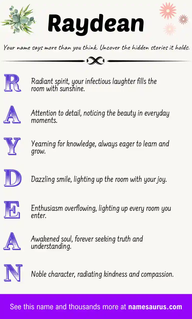 Acrostic poem about Raydean.