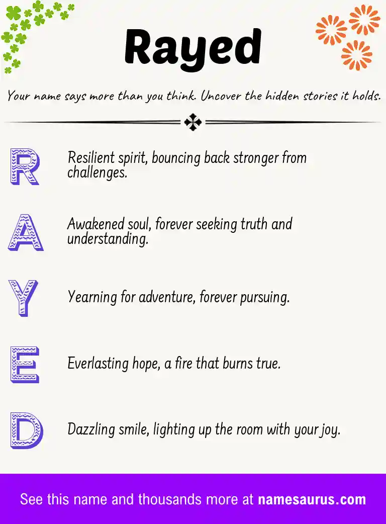 Acrostic poem about Rayed.