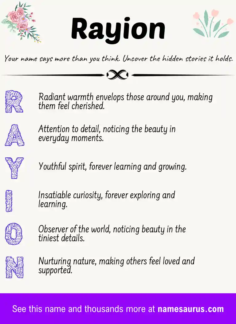 Acrostic poem about Rayion.
