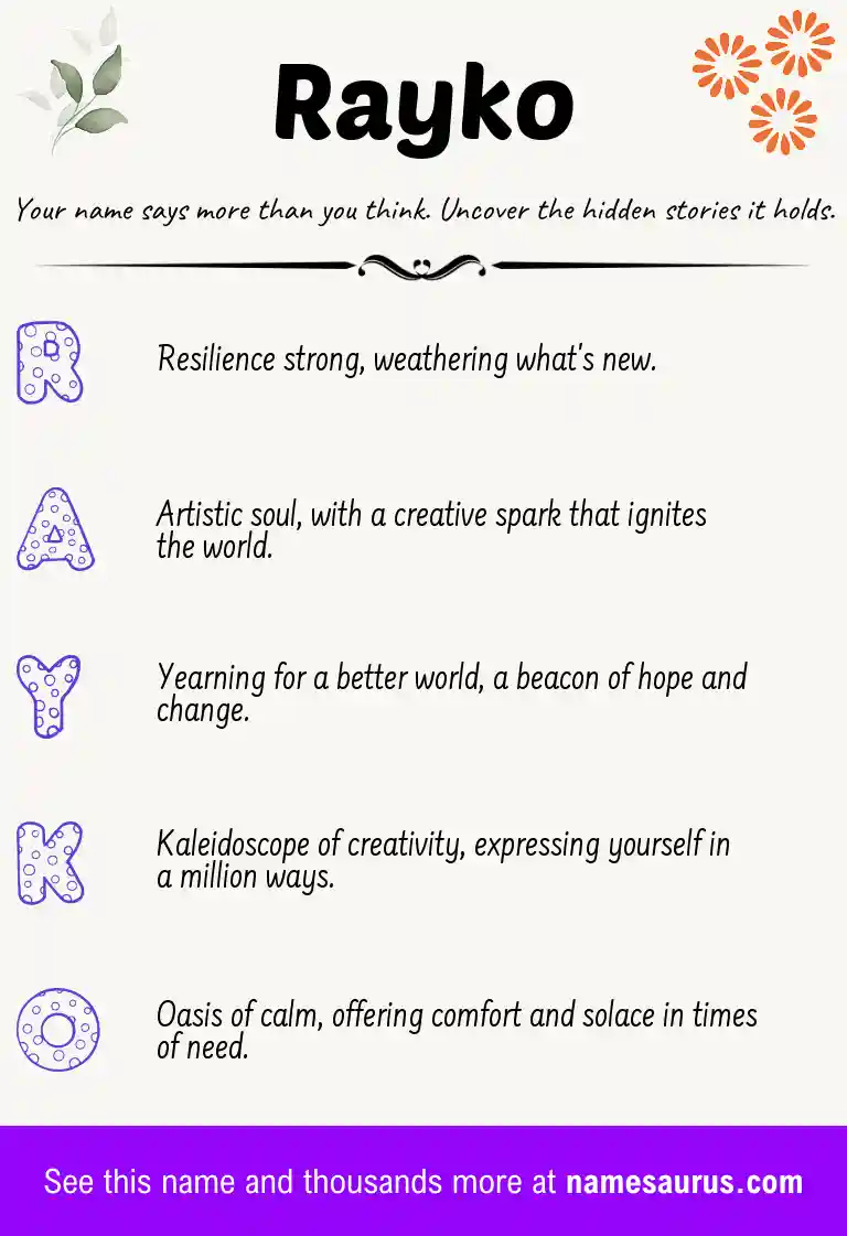 Acrostic poem about Rayko.