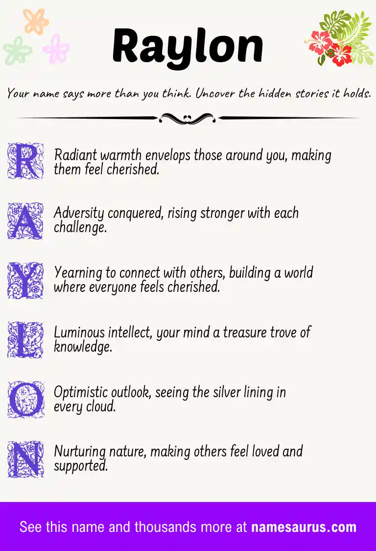 Acrostic poem about Raylon.