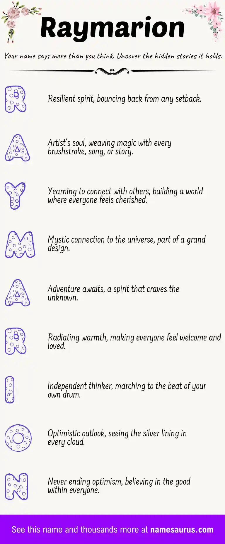 Acrostic poem about Raymarion.