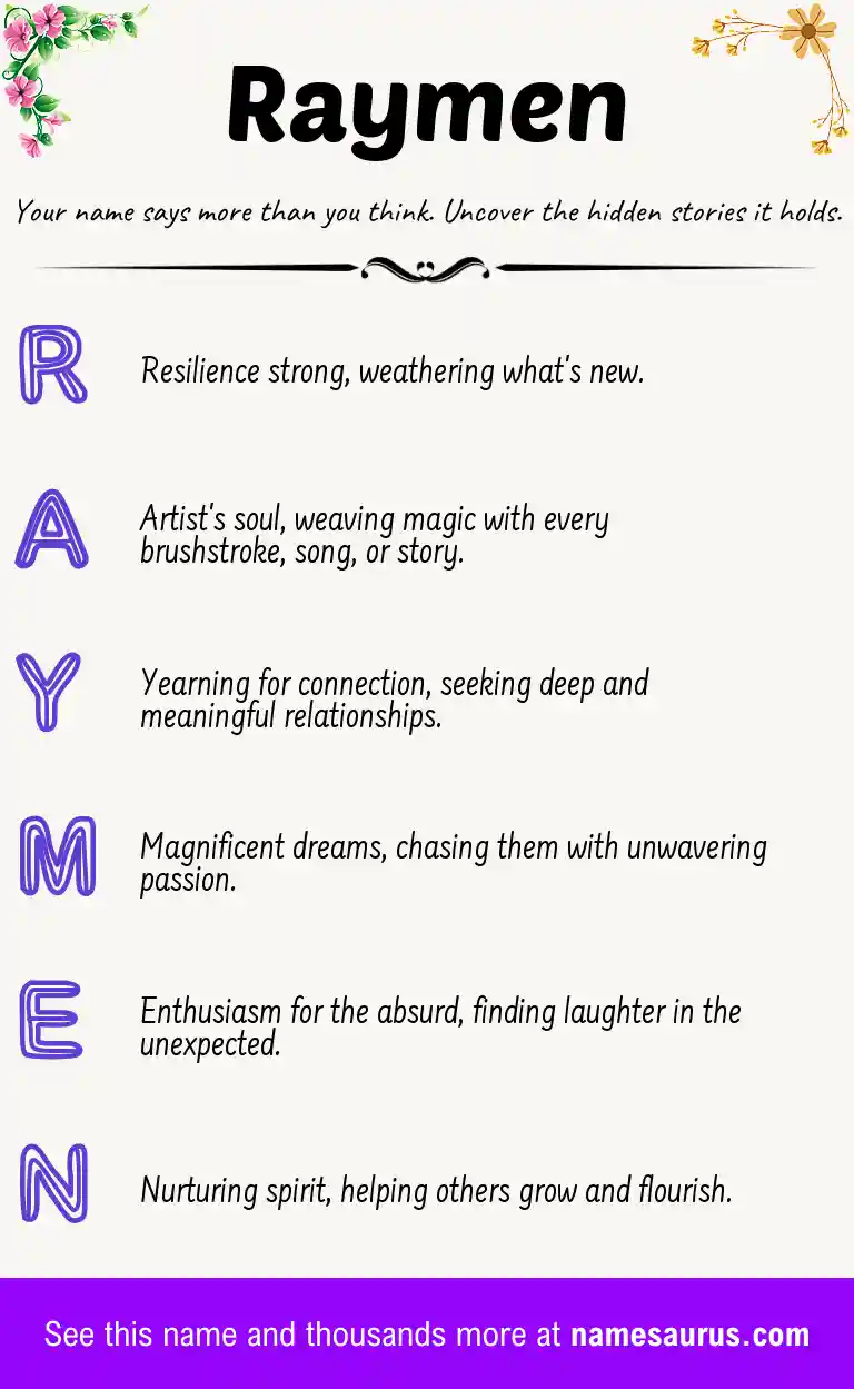 Acrostic poem about Raymen.