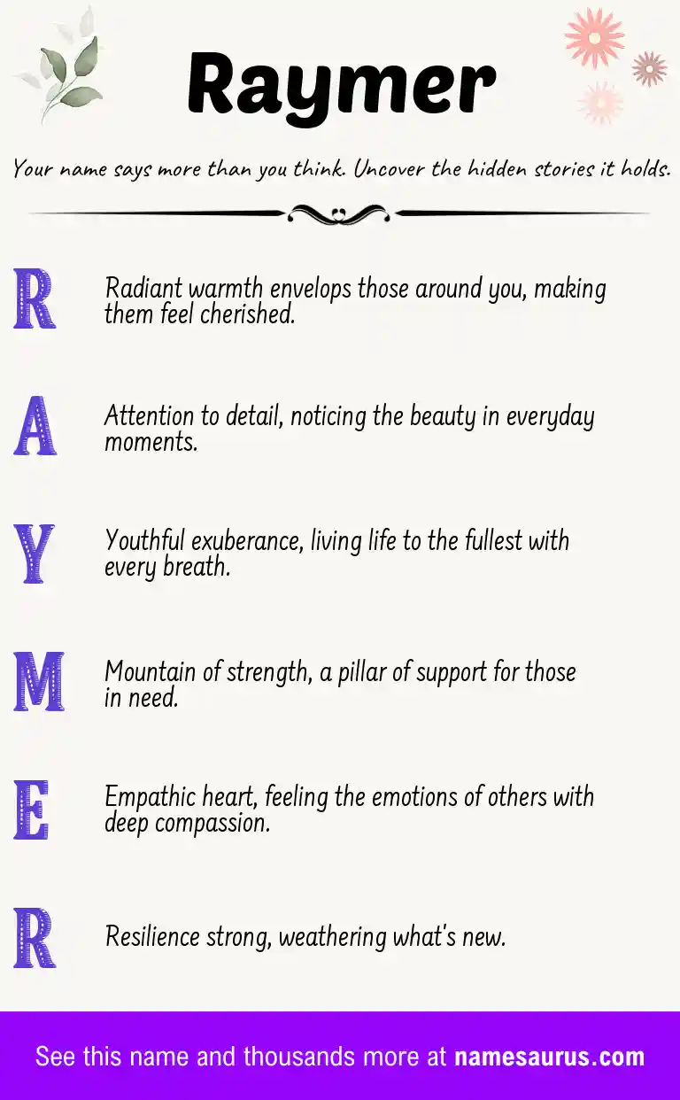 Acrostic poem about Raymer.