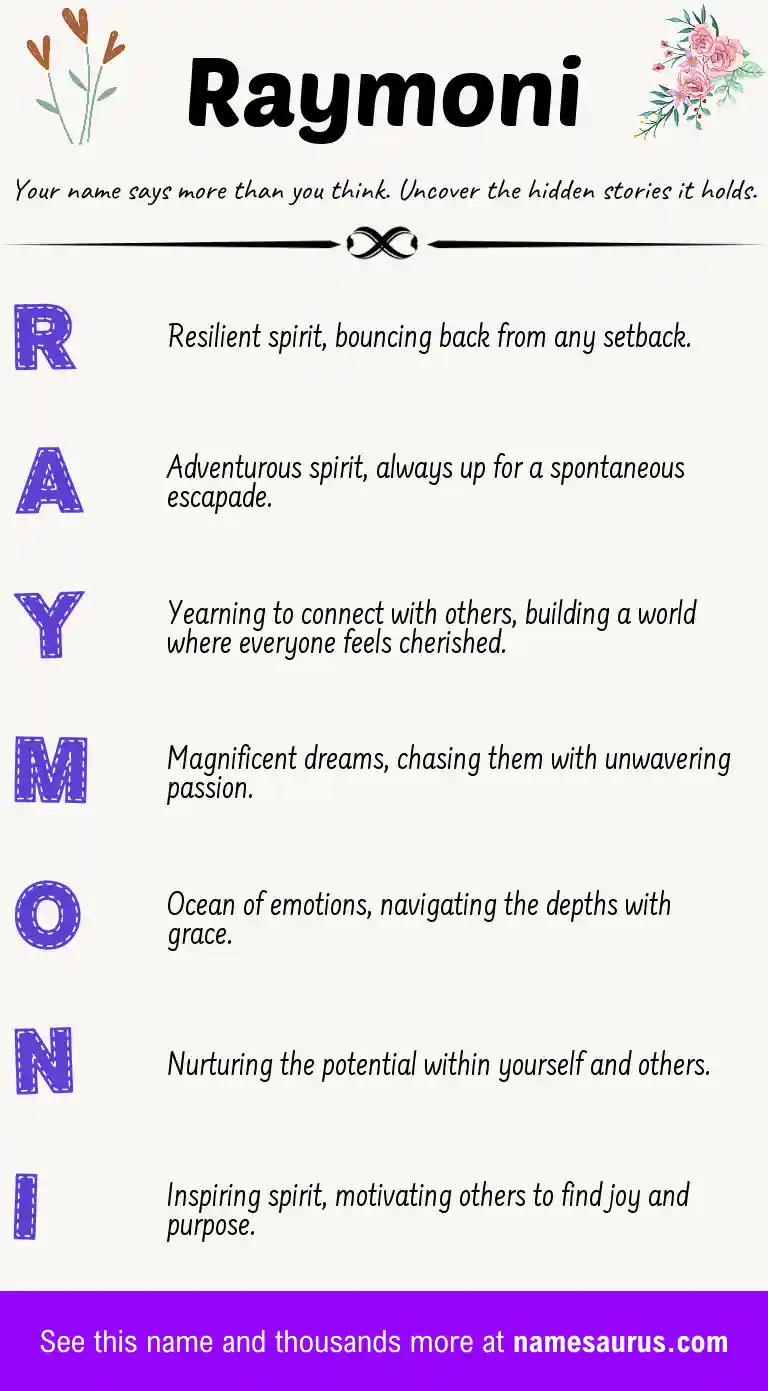 Acrostic poem about Raymoni.