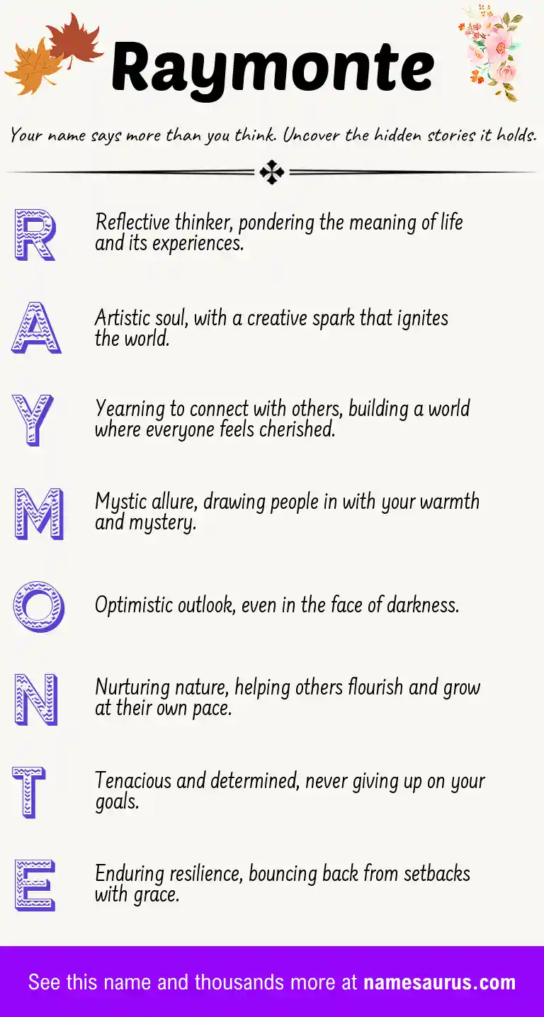 Acrostic poem about Raymonte.