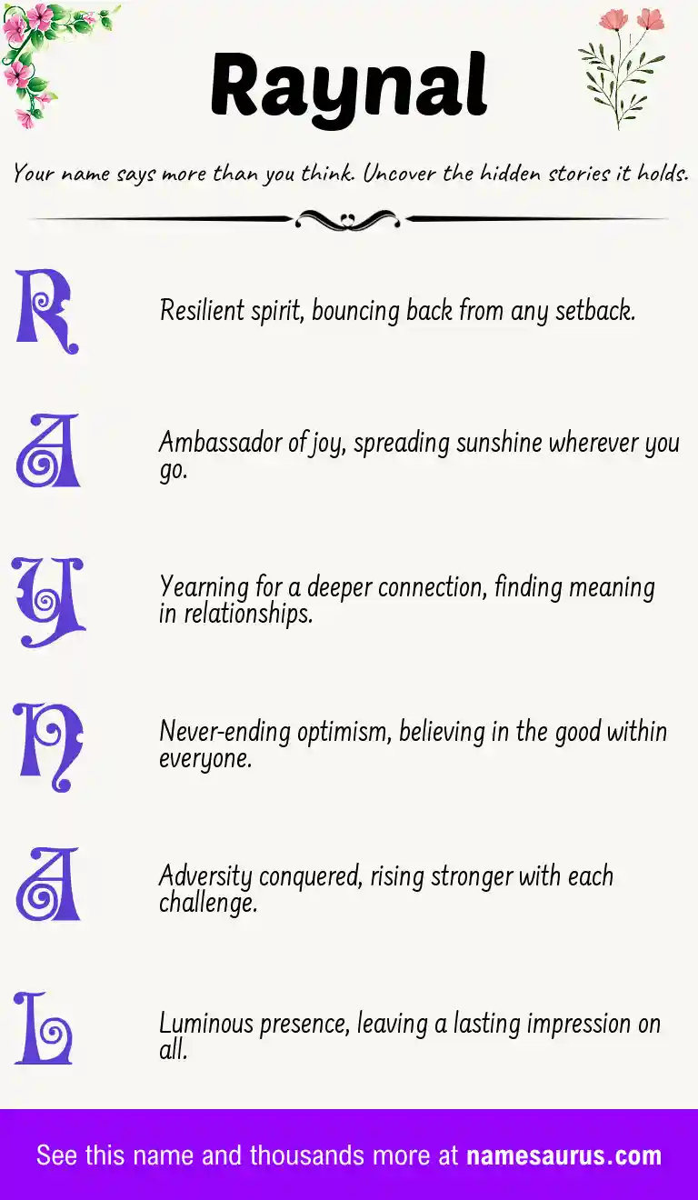 Acrostic poem about Raynal.