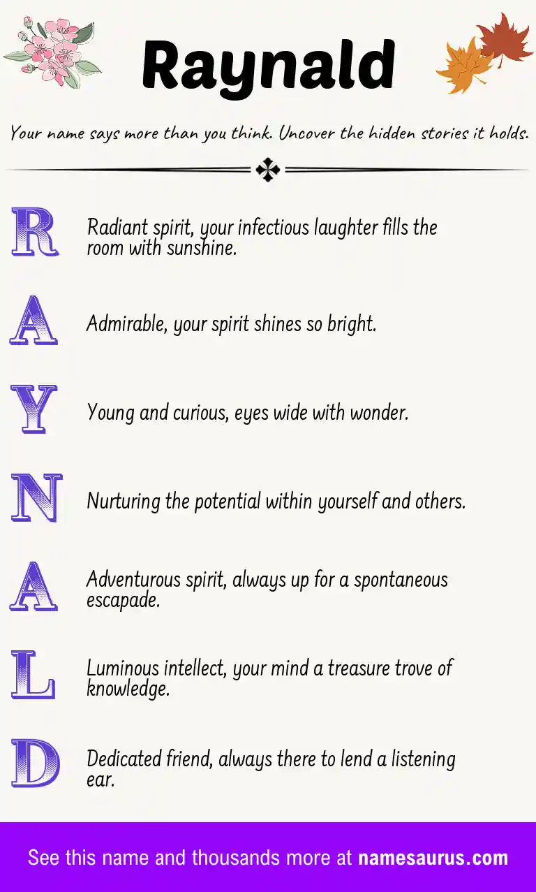 Acrostic poem about Raynald.