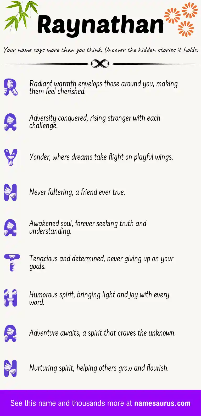 Acrostic poem about Raynathan.