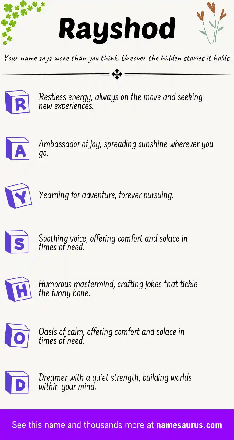 Acrostic poem about Rayshod.