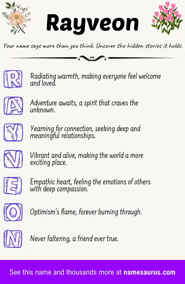 Acrostic poem about Rayveon.